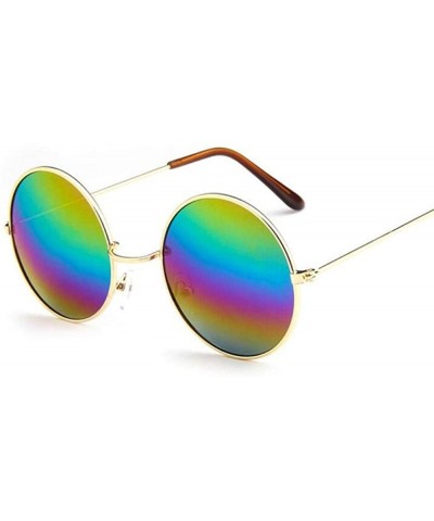 Aviator 2019 Metal Round Sunglasses Men Women Personality Black Vintage Sun Black - Blue - CE18XNH6DU3 $11.09