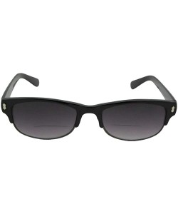 Rectangular Slim Retro Bifocal Sunglasses B12 - Black Frame Gray Lenses - C418IZIXXIU $9.53