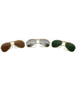 Aviator US Vintage Top Gun Pilot Style Aviator Sunglasses with Mirrored- Brown or Green Lenses - Brown - CL116NZE7YX $22.15