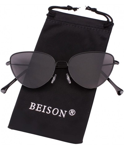 Cat Eye Womens Cat Eye Mod Metal Glasses Fashion Sunglasses - Black / Grey Lens - CP1868K92EL $22.23