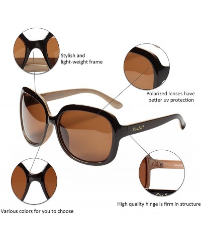 Shield Oversized Womens Sunglasses Polarized uv Protection Simple Sunglasses LSP301 - Polarized Brown 2 - CL11K97LD2P $12.75