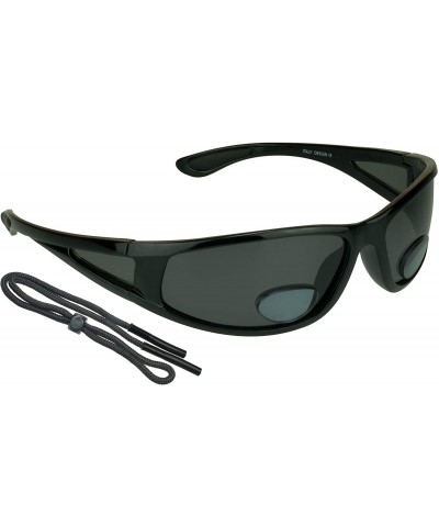 Wrap Fishing Polarized Bifocal Sunglasses for Mens Side Shield for Fisherman - Black With Smoke - CU1295BLU9L $18.15