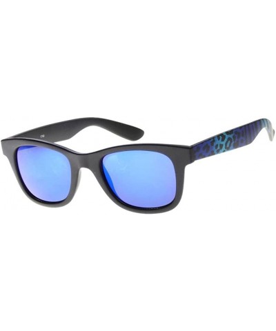 Wayfarer Wild Safari Retro Square Frame Sunglasses UV400 - Black - C012E3FTNXJ $8.17