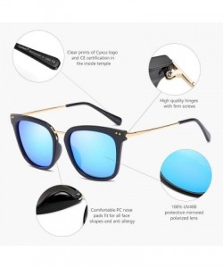 Aviator Cateye Women Sunglasses Polarized UV Protection Driving Sun Glasses for Fishing Riding Outdoors - Blue Lens - CQ18EO7...