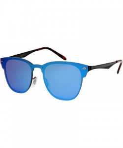 Wayfarer Horn Rimmed Sunglasses w/One Piece Flat Mirrored Lenses 5125-FLREV - Matte Black Frame/Blue-white Mirror - C71884X97...