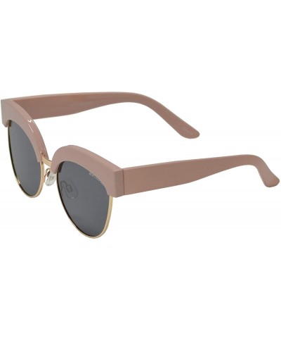 Cat Eye Polarized Cat Eye Flat Lens Sunglasses for Women - UV Protection - Pink + Smoke - CU1939C2GI9 $10.76