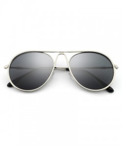 Aviator Sunglasses Rectangular Unbreakable - Silver/Smoke - CP18EYWDCR2 $13.92