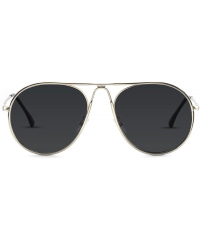 Aviator Sunglasses Rectangular Unbreakable - Silver/Smoke - CP18EYWDCR2 $13.92