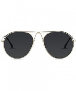 Aviator Sunglasses Rectangular Unbreakable - Silver/Smoke - CP18EYWDCR2 $13.92