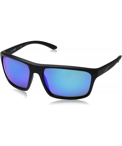 Square Men's An4229 Sandbank Rectangular Sunglasses - Matte Black/Blue Mirror - CK12O5UZHFL $40.02