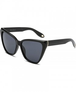 Cat Eye Women High Pointed Cat Eye Sunglasses - Black / Black - CQ18TMNKK5X $36.36