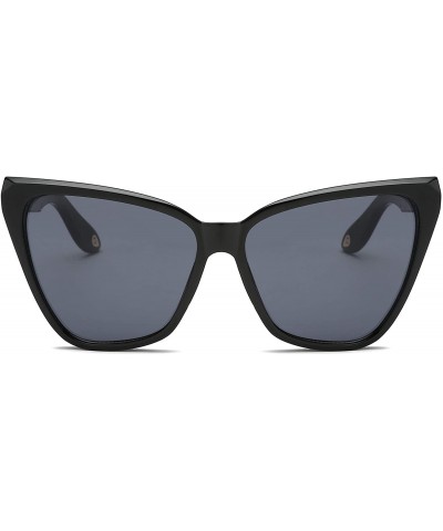 Cat Eye Women High Pointed Cat Eye Sunglasses - Black / Black - CQ18TMNKK5X $36.36