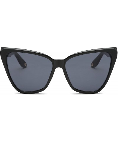 Cat Eye Women High Pointed Cat Eye Sunglasses - Black / Black - CQ18TMNKK5X $16.97