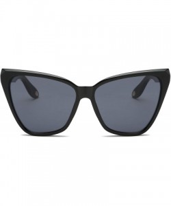 Cat Eye Women High Pointed Cat Eye Sunglasses - Black / Black - CQ18TMNKK5X $36.36