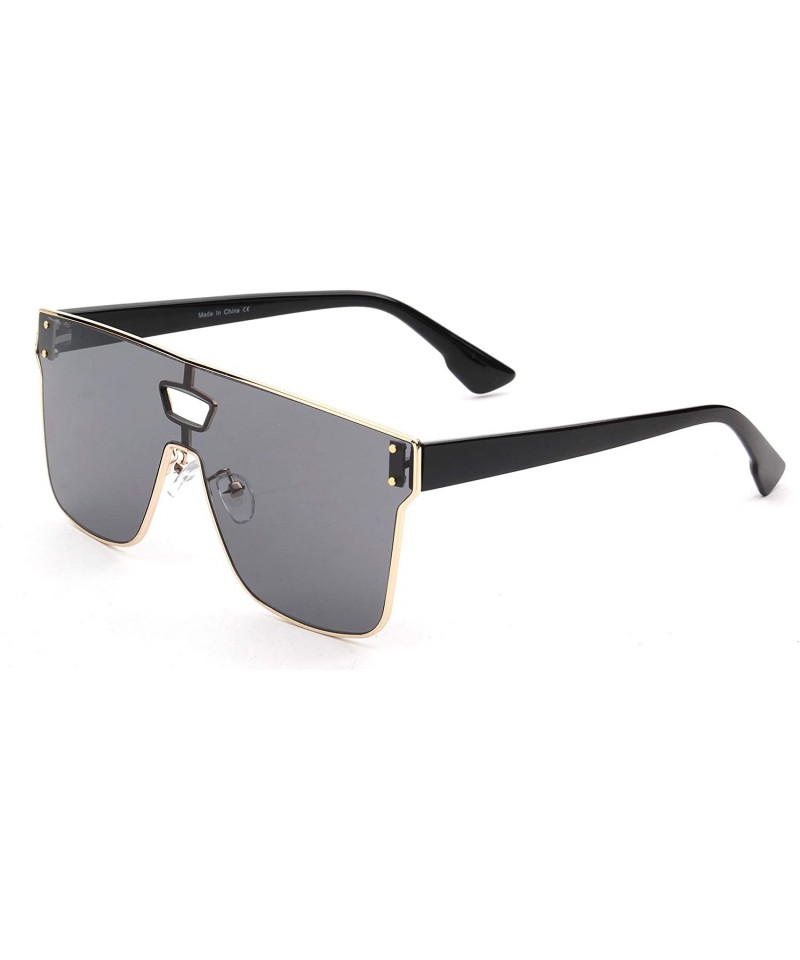 Oversized Retro Vintage Square Unisex Flat Lens Designer Sunglasses - Gray - CD18I4D75NE $8.90