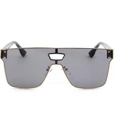 Oversized Retro Vintage Square Unisex Flat Lens Designer Sunglasses - Gray - CD18I4D75NE $8.90