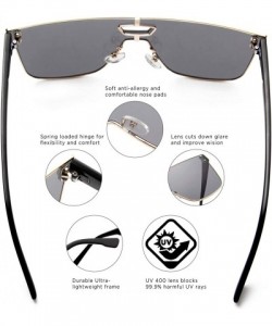 Oversized Retro Vintage Square Unisex Flat Lens Designer Sunglasses - Gray - CD18I4D75NE $8.90