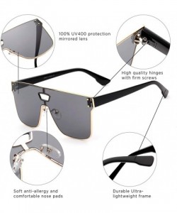 Oversized Retro Vintage Square Unisex Flat Lens Designer Sunglasses - Gray - CD18I4D75NE $8.90