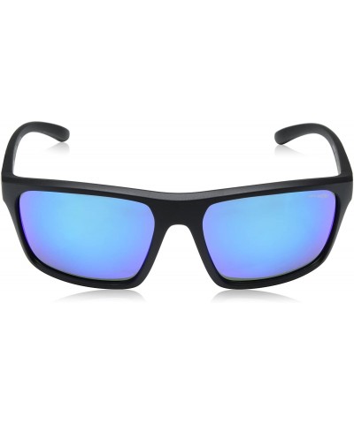 Square Men's An4229 Sandbank Rectangular Sunglasses - Matte Black/Blue Mirror - CK12O5UZHFL $40.02