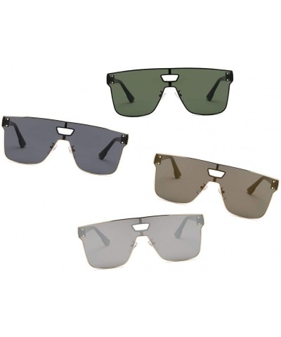 Oversized Retro Vintage Square Unisex Flat Lens Designer Sunglasses - Gray - CD18I4D75NE $8.90