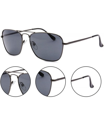 Square Classy Rectangular Metal Wire Aviator Sunglasses - CJ17YQEOTTE $21.27