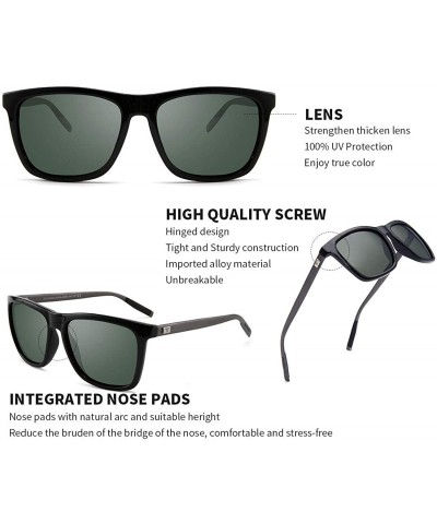 Rectangular Vintage Aluminum Sunglasses for Men/Women 57MM Polarized Sunglasses TL7005 - Gun Temple / Darkgreen Lens - CV18HA...