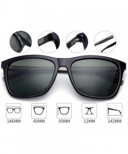 Rectangular Vintage Aluminum Sunglasses for Men/Women 57MM Polarized Sunglasses TL7005 - Gun Temple / Darkgreen Lens - CV18HA...