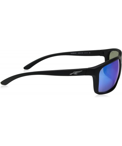 Square Men's An4229 Sandbank Rectangular Sunglasses - Matte Black/Blue Mirror - CK12O5UZHFL $40.02