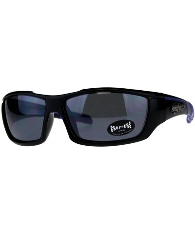 Wrap Mens Sunglasses Bikers Fashion Wrap Around Shades UV 400 - Black Blue - CV18DRT4Y33 $22.93