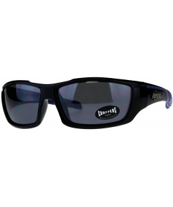 Wrap Mens Sunglasses Bikers Fashion Wrap Around Shades UV 400 - Black Blue - CV18DRT4Y33 $8.36