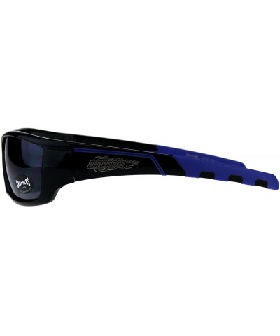 Wrap Mens Sunglasses Bikers Fashion Wrap Around Shades UV 400 - Black Blue - CV18DRT4Y33 $8.36