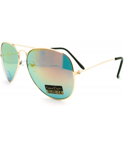 Aviator Mens Color Mirror Color Mirror Len Tear Drop Wire Rim Aviator Sunglasses Gold Orange - CZ11LXHTEUD $11.48