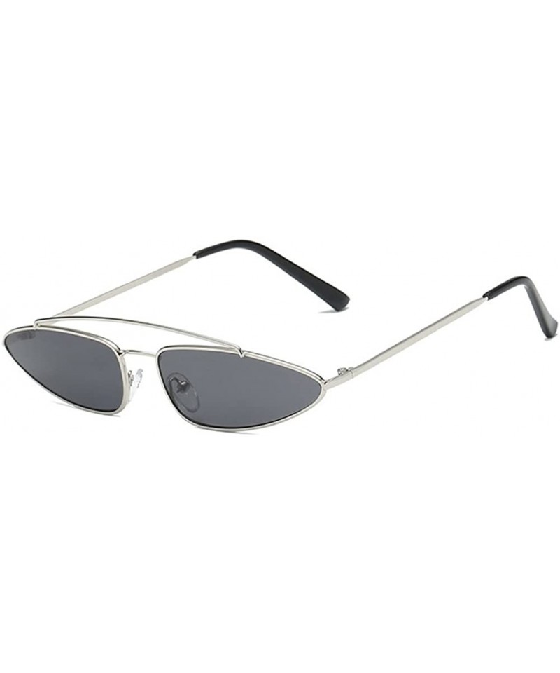 Semi-rimless Men Women Eyewear Retro Vintage Cat Eye Sunglasses Fashion Mod Style - Silver Gray - C718CQL4DOD $11.48