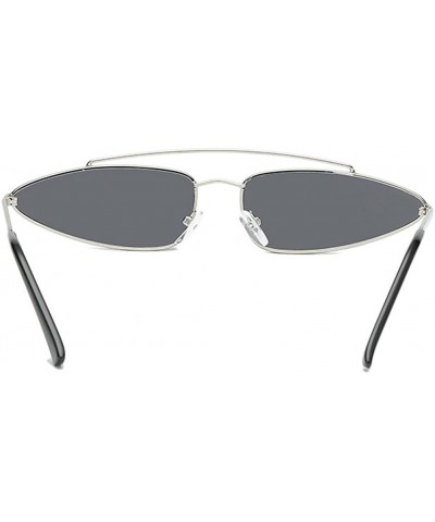 Semi-rimless Men Women Eyewear Retro Vintage Cat Eye Sunglasses Fashion Mod Style - Silver Gray - C718CQL4DOD $11.48