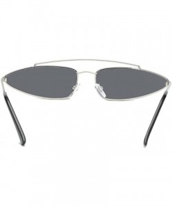 Semi-rimless Men Women Eyewear Retro Vintage Cat Eye Sunglasses Fashion Mod Style - Silver Gray - C718CQL4DOD $11.48