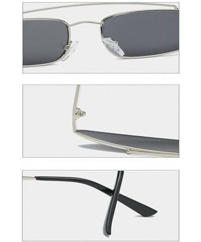 Semi-rimless Men Women Eyewear Retro Vintage Cat Eye Sunglasses Fashion Mod Style - Silver Gray - C718CQL4DOD $11.48