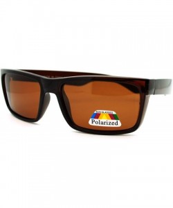 Rectangular Polarized Lens Sunglasses Reduce Glare Classic Rectangular Frame - Brown - CI186I5SNMC $13.07