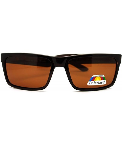 Rectangular Polarized Lens Sunglasses Reduce Glare Classic Rectangular Frame - Brown - CI186I5SNMC $13.07