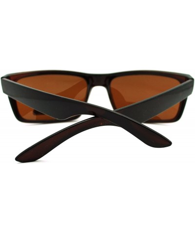 Rectangular Polarized Lens Sunglasses Reduce Glare Classic Rectangular Frame - Brown - CI186I5SNMC $13.07