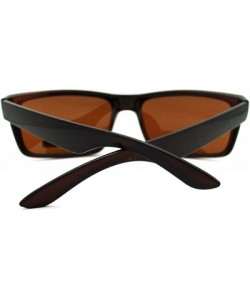 Rectangular Polarized Lens Sunglasses Reduce Glare Classic Rectangular Frame - Brown - CI186I5SNMC $13.07