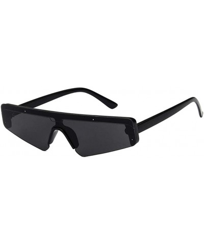 Square Unisex Sunglasses Fashion White Grey Drive Holiday Polygon Non-Polarized UV400 - Bright Black Grey - C118RLIA452 $21.98