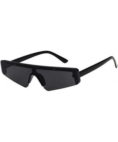 Square Unisex Sunglasses Fashion White Grey Drive Holiday Polygon Non-Polarized UV400 - Bright Black Grey - C118RLIA452 $8.49