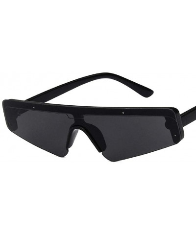 Square Unisex Sunglasses Fashion White Grey Drive Holiday Polygon Non-Polarized UV400 - Bright Black Grey - C118RLIA452 $8.49