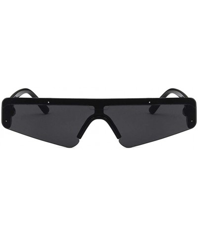 Square Unisex Sunglasses Fashion White Grey Drive Holiday Polygon Non-Polarized UV400 - Bright Black Grey - C118RLIA452 $8.49