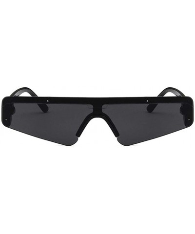 Square Unisex Sunglasses Fashion White Grey Drive Holiday Polygon Non-Polarized UV400 - Bright Black Grey - C118RLIA452 $8.49