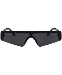 Square Unisex Sunglasses Fashion White Grey Drive Holiday Polygon Non-Polarized UV400 - Bright Black Grey - C118RLIA452 $8.49