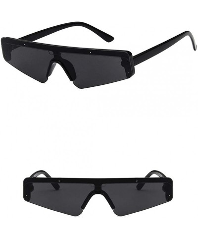 Square Unisex Sunglasses Fashion White Grey Drive Holiday Polygon Non-Polarized UV400 - Bright Black Grey - C118RLIA452 $8.49