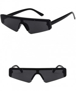 Square Unisex Sunglasses Fashion White Grey Drive Holiday Polygon Non-Polarized UV400 - Bright Black Grey - C118RLIA452 $8.49