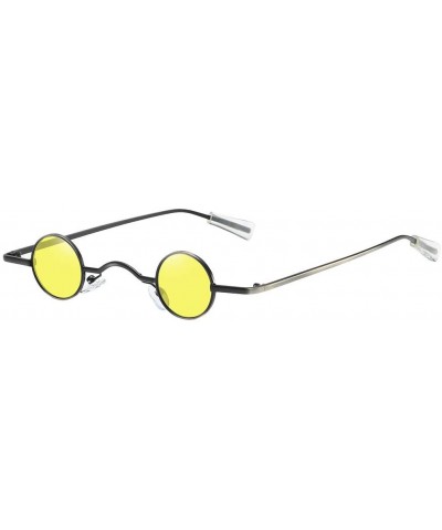 Round Unisex Fashion Sunglasses Glasses Vintage - Yellow - CX196SN4Q0X $21.47