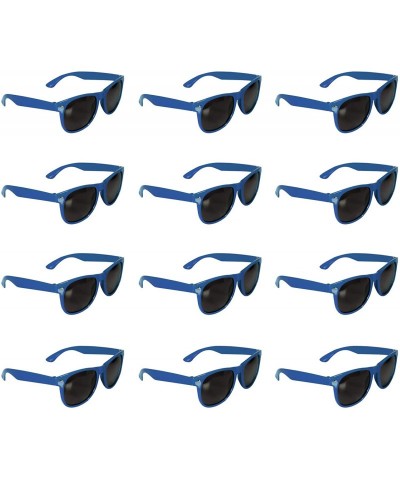 Rectangular 12 Pack Retro Sunglasses Bulk for Kids Adults Party Favors - Blue - CQ12NDSNUNE $12.48